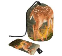 Borsa cosmetica natalizia con cerbiatto di pino e foglie di bacche 3_40 con mini sacchetto con cerniera, borsa da viaggio per articoli da toeletta da donna, organizer per trucchi con coulisse,