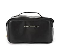 Borsa cosmetica nera bluebone Borsa per la cura della pelle per il trucco portatile di grande capacità in pelle PU di colore puro per il campeggio viaggio