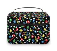 Borsa cosmetica nera per donna, con puzzle per la consapevolezza dell'autismo, per cosmetici da viaggio, per la cura della pelle, organizer per articoli da toeletta, per uomo, in morbida pelle imper