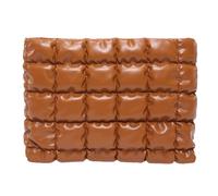 Borsa cosmetica Ocuuer for donne borse for organizzatore cosmetico trapuntato pugile puta di trucco con cerniera in pelle for la borsetta frizione solida for lo shopping da viaggio (marrone)