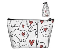Borsa cosmetica Oxford impermeabile Giraffa animale e cuore d'amore, Astuccio per trucchi di grande capacità con cerniera per ragazze Donne, Porta cosmetici di lusso per penne e matite