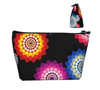 Borsa cosmetica Oxford impermeabile Modello caleidoscopio girasole psichedelico, Astuccio per trucchi di grande capacità con cerniera per ragazze Donne, Porta cosmetici di lusso per pe