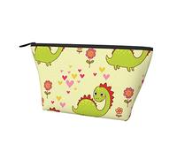 Borsa cosmetica Oxford impermeabile Simpatico dinosauro e floreale, Astuccio per trucchi di grande capacità con cerniera per ragazze Donne, Porta cosmetici di lusso per penne e matite