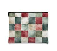 Borsa cosmetica patchwork, borsa per trucco rustica vintage da donna, organizer portatile in tela con cerniera, borsa da toilette per le vacanze, Multicolore, 7x9 Inch, Patchwork