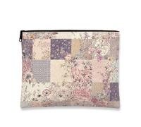 Borsa cosmetica patchwork floreale, stampa botanica vintage, borsa da viaggio per trucco da donna, organizer portatile in tela con cerniera, borsa da toilette primaverile per la cura della pelle