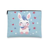 Borsa cosmetica patriottica, astuccio da viaggio per trucco da donna, con unicorno, stelle e cuori, portatile, piccola borsa in tela con cerniera, organizer per articoli da toeletta per il giorno