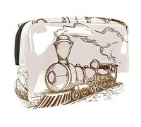 Borsa cosmetica per bambini che prende un treno sopra l'arcobaleno per le donne carino borsa alla moda borsa per il trucco impermeabile borsa da viaggio spaziosa borsa da toilette regalo per ragazze,