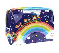 Borsa cosmetica per bambini che prende un treno sopra l'arcobaleno per le donne carino borsa alla moda borsa per il trucco impermeabile borsa da viaggio spaziosa borsa da toilette regalo per ragazze,