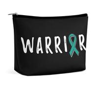 Borsa cosmetica per la consapevolezza del cancro ovarico Warrior Borsa per il trucco portatile da viaggio Borsa da toeletta di grande capacità Borse portaoggetti per donne-3