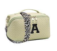 Borsa cosmetica per lettere di ciniglia, grande borsa per trucco,borsa portatile impermeabile di grande capacità | Borsa per la cultura in tessuto classificato per donne e madri, verde, vedi