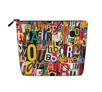 Borsa cosmetica per trucco con stampa di lettere e numeri per le donne Borsa per trucco da viaggio di grande capacità Sacchetto con cerniera