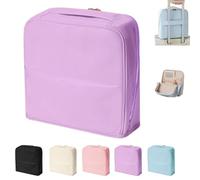 Borsa cosmetica per trucco da viaggio con specchio, ampia capacità in pelle PU con scomparti multitasca con scomparti per attività quotidiane, viola, alla moda