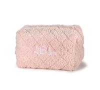 Borsa Cosmetica Personalizzata con Nome Beauty Case da Donna Beauty da Viaggio Grande Borsa da Toilette Regalo per Mamma Figlia Compleanno BFF (Pelluche-Rosa)