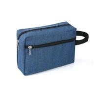 Borsa cosmetica portatile a doppio strato femminile e maschio multifunzione borsa digitale in tessuto da viaggio borsa da toilette 1 Go Clutch, Blu scuro, Taglia unica