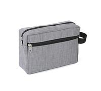 Borsa cosmetica portatile a doppio strato femminile e maschio multifunzione borsa digitale in tessuto da viaggio borsa da toilette 1 Go Clutch, Grigio, Taglia unica