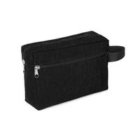 Borsa cosmetica portatile a doppio strato femminile e maschio multifunzione borsa digitale in tessuto da viaggio borsa da toilette 1 Go Clutch, Nero , Taglia unica