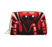 Borsa cosmetica portatile a forma di piccolo ragno rosso, borsa cosmetica da viaggio, unisex, chiusura a cerniera, adatta per l'uso quotidiano, bianco, Taglia unica
