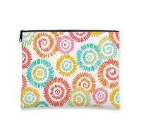 Borsa cosmetica portatile a spirale, colorata tie-dye per il trucco, da donna, piccola organizer da viaggio con cerniera, regalo per festival e prodotti essenziali per la cura della pelle, bianco, 7x9