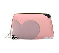 Borsa cosmetica portatile astratta con grafico d'amore, borsa cosmetica da viaggio, unisex, chiusura a cerniera, adatta per l'uso quotidiano, bianco, Taglia unica