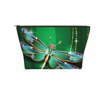 Borsa cosmetica portatile Beauty Jewel Green Dragonfly Makeup Pouch Borsa da toilette da viaggio per ragazze e donne