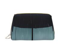Borsa cosmetica portatile con ombrello nero sotto la pioggia, borsa cosmetica da viaggio, unisex, chiusura a cerniera, adatta per l'uso quotidiano, bianco, Taglia unica