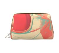 Borsa cosmetica portatile con sfumature astratte retrò, borsa cosmetica da viaggio, unisex, chiusura a cerniera, adatta per l'uso quotidiano, bianco, Taglia unica