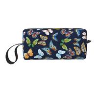 Borsa cosmetica portatile con stampa a farfalla colorata, custodia da viaggio, borsa organizer con cerniera per un accesso rapido
