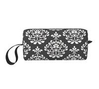 Borsa cosmetica portatile con stampa damascata, custodia da viaggio, borsa organizer con cerniera per accesso rapido