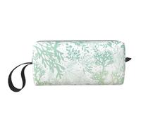 Borsa cosmetica portatile con stampa di alghe verdi marine, custodia da viaggio, borsa organizer con cerniera per un accesso rapido