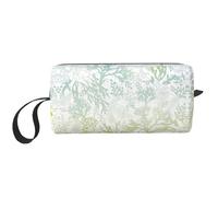 Borsa cosmetica portatile con stampa di alghe verdi marine, custodia da viaggio, borsa organizer con cerniera per un accesso rapido