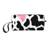 Borsa cosmetica portatile con stampa di mucca da latte, custodia da viaggio, borsa organizer con cerniera per accesso rapido