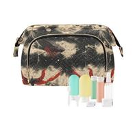 Borsa cosmetica portatile con uccellino rosso-blu borsa organizer per cosmetici borsa per oggetti essenziali per le donne
