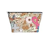 Borsa cosmetica portatile Consapevolezza del seno Lotta contro il cancro Borsa per il trucco Borsa da toilette da viaggio per ragazze Donne
