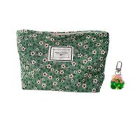 Borsa Cosmetica Portatile da Viaggio con Motivo Floreale e Decorazione da Appendere, Beauty Case, Accessori da Viaggio (Verde), 18*26CM