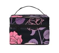 Borsa cosmetica portatile da viaggio stampata con teschio viola rosa, Nero , Taglia unica