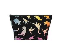 Borsa cosmetica portatile Fun Dinosaur Rainbow Makeup Pouch Borsa da toilette da viaggio per ragazze e donne