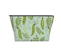 Borsa cosmetica portatile I piselli verdi lasciano la borsa da toilette da viaggio per il trucco blu per ragazze e donne