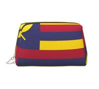 Borsa cosmetica portatile impermeabile in pelle con bandiera del Regno delle Hawaii, chiusura a cerniera, per casa e viaggi, per organizzare articoli da toeletta vari, bianco, Taglia unica