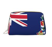 Borsa cosmetica portatile impermeabile in pelle con bandiera delle Isole Cayman con chiusura a cerniera per casa e viaggio per organizzare articoli da toeletta vari, bianco, Taglia unica