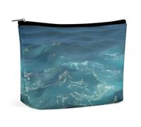 Borsa cosmetica portatile piccola, graziosa borsa da viaggio per il trucco, borsa da toilette impermeabile Deep Blue Sea per donna