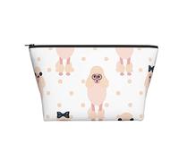 Borsa cosmetica portatile Pink Poodle Study Girl Makeup Pouch Borsa da toilette da viaggio per ragazze da donna