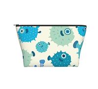 Borsa cosmetica portatile Puffer Blue Fish Borsa da trucco da viaggio Borsa da toilette per ragazze Donne