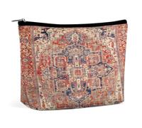 Borsa cosmetica portatile retrò Boho Rustico Mediterraneo Fuoco Floreale Bandana Borsa portaoggetti multifunzione Borsa per il trucco in PU, Organizer per cancelleria con cerniera per ufficio di riuni