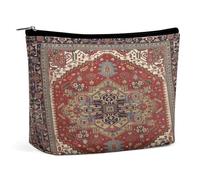 Borsa cosmetica portatile retrò Boho Rustico Mediterraneo Fuoco Floreale Bandana Borsa portaoggetti multifunzione Borsa per il trucco in PU, Organizer per cancelleria con cerniera per ufficio di riuni