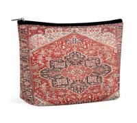Borsa cosmetica portatile retrò Boho Rustico Mediterraneo Fuoco Floreale Bandana Borsa portaoggetti multifunzione Borsa per il trucco in PU, Organizer per cancelleria con cerniera per ufficio di riuni