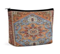 Borsa cosmetica portatile retrò Boho Rustico Mediterraneo Fuoco Floreale Bandana Borsa portaoggetti multifunzione Borsa per il trucco in PU, Organizer per cancelleria con cerniera per ufficio di riuni