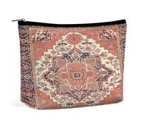 Borsa cosmetica portatile retrò Boho Rustico Mediterraneo Fuoco Floreale Bandana Borsa portaoggetti multifunzione Borsa per il trucco in PU, Organizer per cancelleria con cerniera per ufficio di riuni