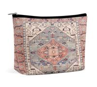 Borsa cosmetica portatile retrò Boho Rustico Mediterraneo Fuoco Floreale Bandana Borsa portaoggetti multifunzione Borsa per il trucco in PU, Organizer per cancelleria con cerniera per ufficio di riuni