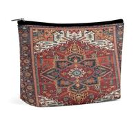 Borsa cosmetica portatile retrò Boho Rustico Mediterraneo Fuoco Floreale Bandana Borsa portaoggetti multifunzione Borsa per il trucco in PU, Organizer per cancelleria con cerniera per ufficio di riuni