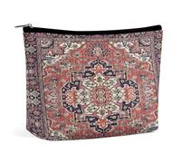 Borsa cosmetica portatile retrò Boho Rustico Mediterraneo Fuoco Floreale Bandana Borsa portaoggetti multifunzione Borsa per il trucco in PU, Organizer per cancelleria con cerniera per ufficio di riuni